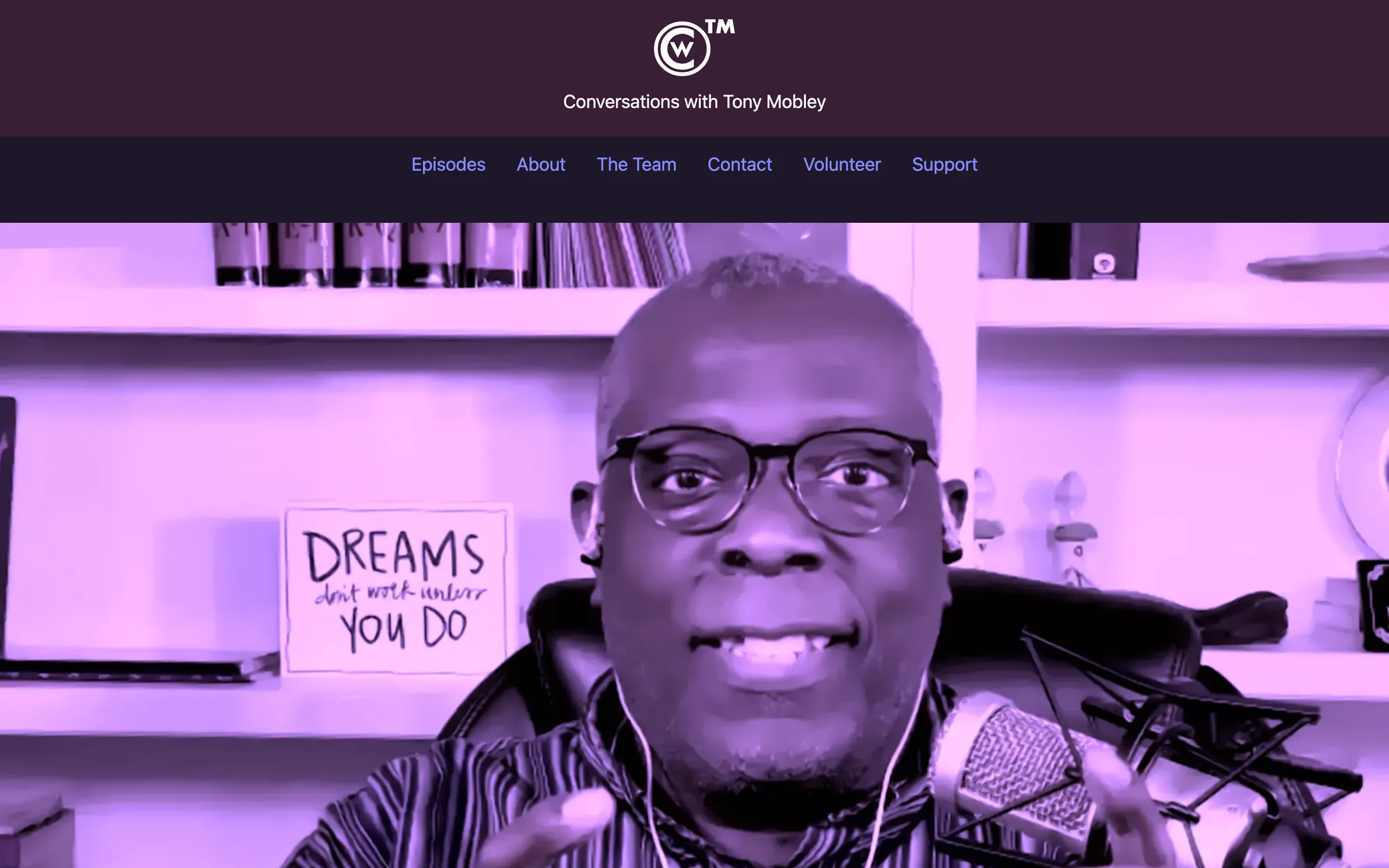 Conversations with Tony Mobley homepage screenshot